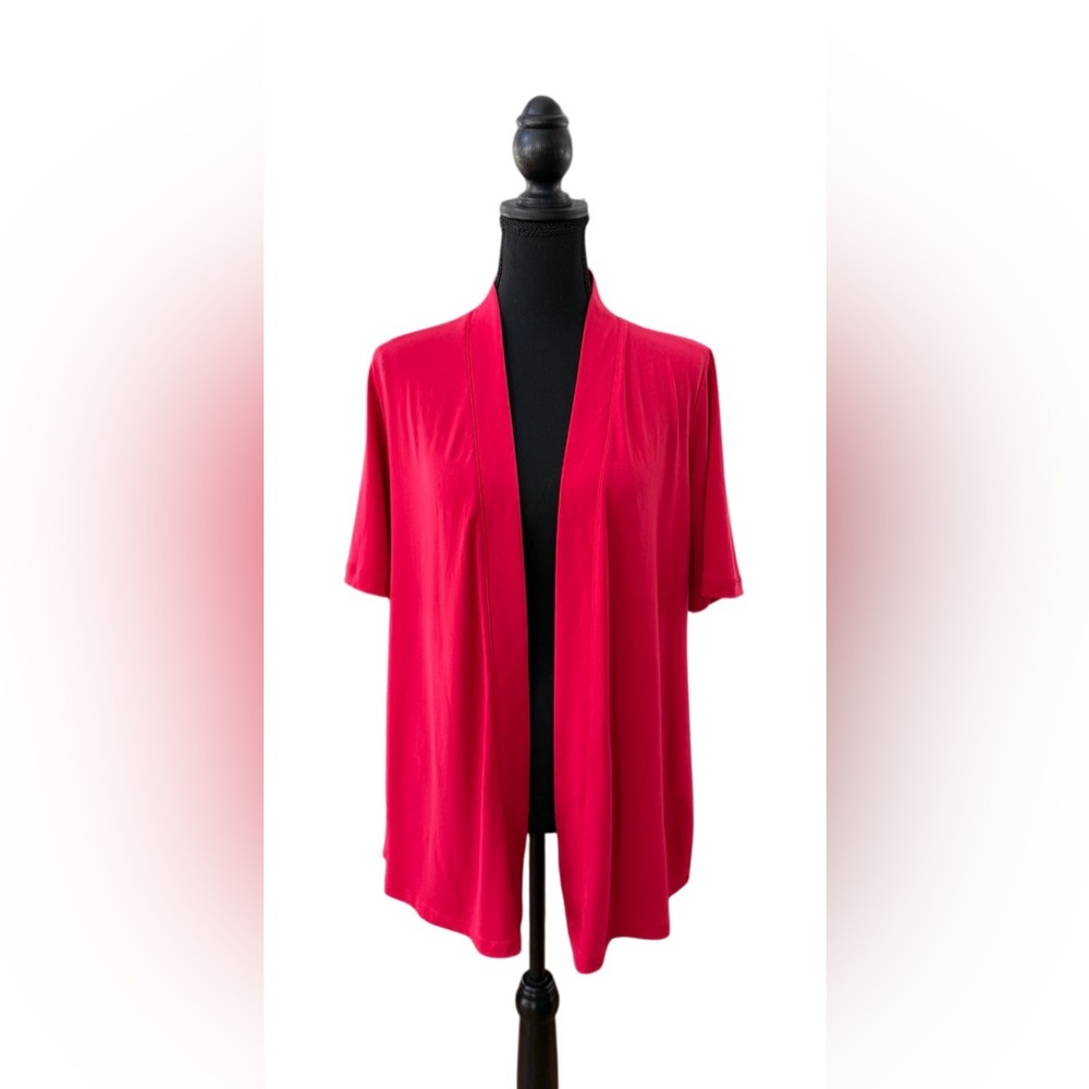 Susan Graver Women's Pink Open Front Cardigan